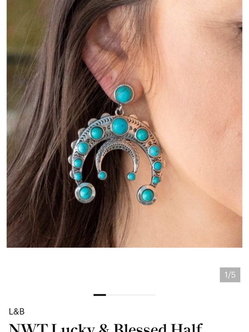 NWT L&B Turquoise and Red Western Crescent Statement Earring Bundle (7 pairs)